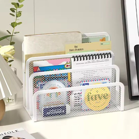 Organisateur de bureau 3 compartiments verticaux couleur blanche bis
