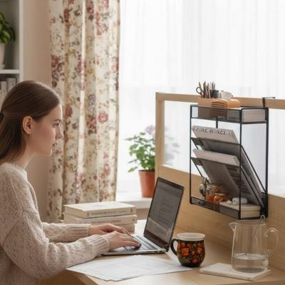 Organisateur de bureau avec 2 compartiments documents et 2 compartiments objets