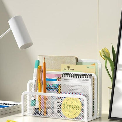 Organisateur de bureau avec 3 compartiments verticaux couleur blanche