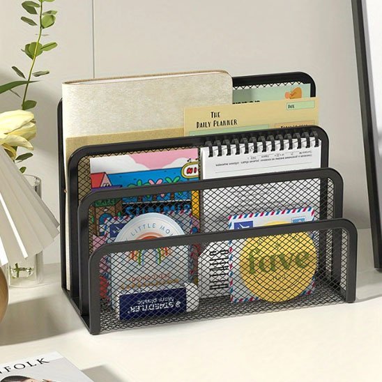 Organisateur de bureau avec 3 compartiments verticaux couleur noire bis