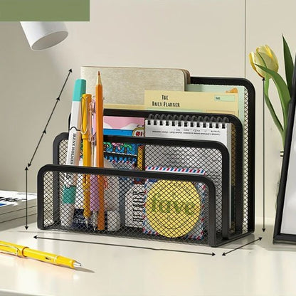 Organisateur de bureau avec 3 compartiments verticaux couleur noire