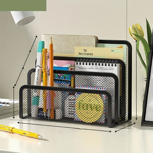 Organisateur de bureau avec 3 compartiments verticaux couleur noire
