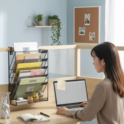 Organisateur de bureau avec 6 compartiments dont 1 pour objets