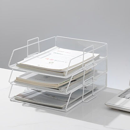 Organisateur de bureau blanc simple avec compartiment horizontaux