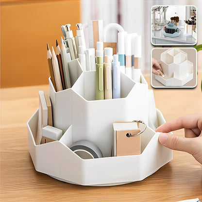 Organisateur de bureau en forme de tour blanche avec accessoires