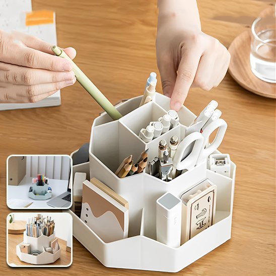 Organisateur de bureau en forme de tour blanche en illustration