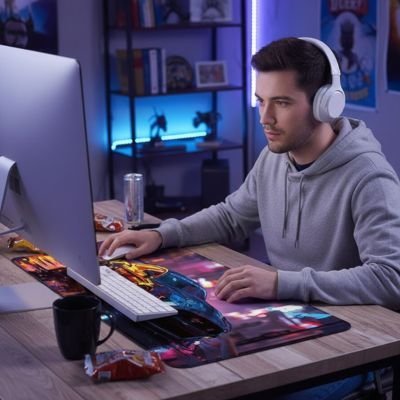 Sous main bureau avec un homme qui travaille dessus