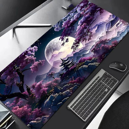 Sous main bureau cerisier et lune en violet