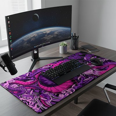 Sous main bureau devant ecran et micro