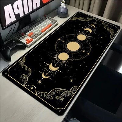 Sous main bureau motif cycle soleil lune noire sur bureau