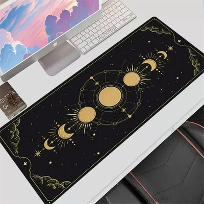 Sous main bureau motif cycle soleil lune noire