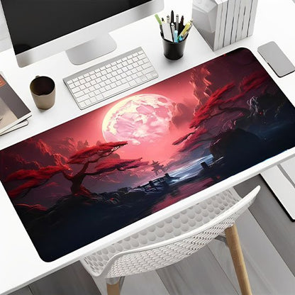 Sous main bureau ton rouge lune et bonsai