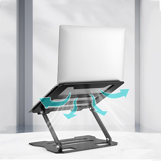 Support ordinateur portable avec aeration du laptop mise en evidence