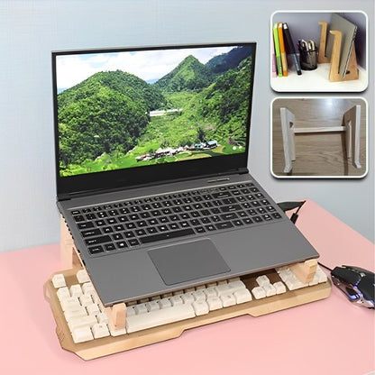 Support ordinateur portable en bois en mode rangement laptop