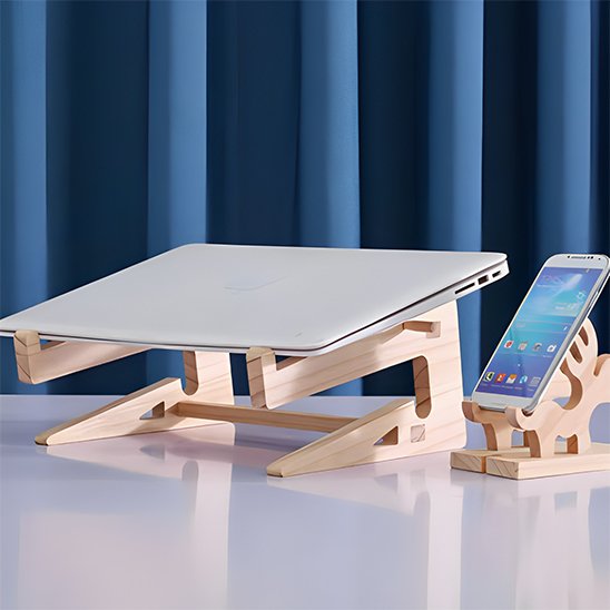 Support ordinateur portable en bois pour accueuillir un laptop