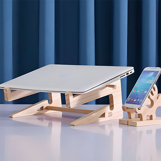 Support ordinateur portable en bois pour accueuillir un laptop