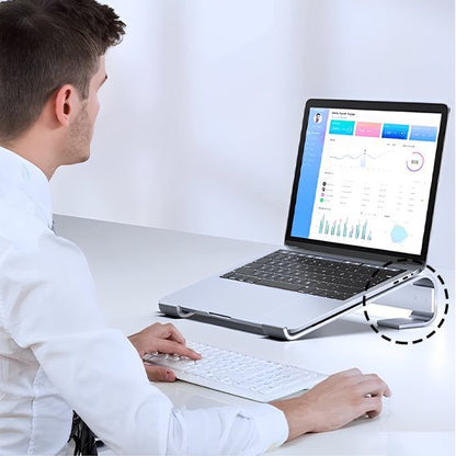 Support ordinateur portable en utilisation avec homme devant laptop 2