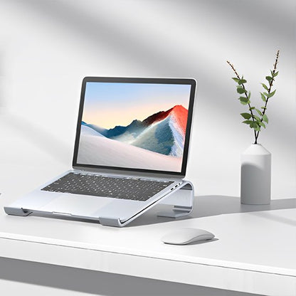 Support ordinateur portable mis en evidence en aluminium avec laptop