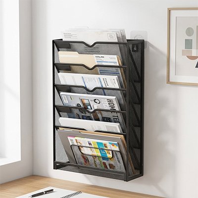 Organisateur de bureau  en maille couleur noire fixe au mur