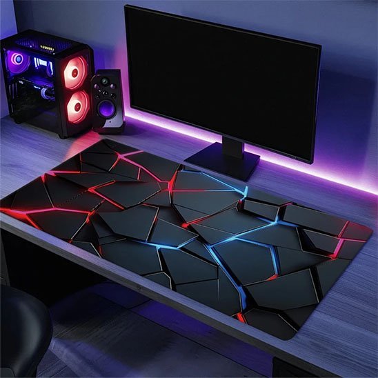 tapis de souris gamer avec ordinateur a cote