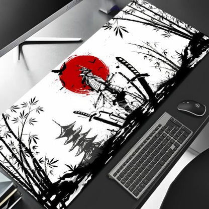 tapis de souris gamer xxl samourai noir et blanc